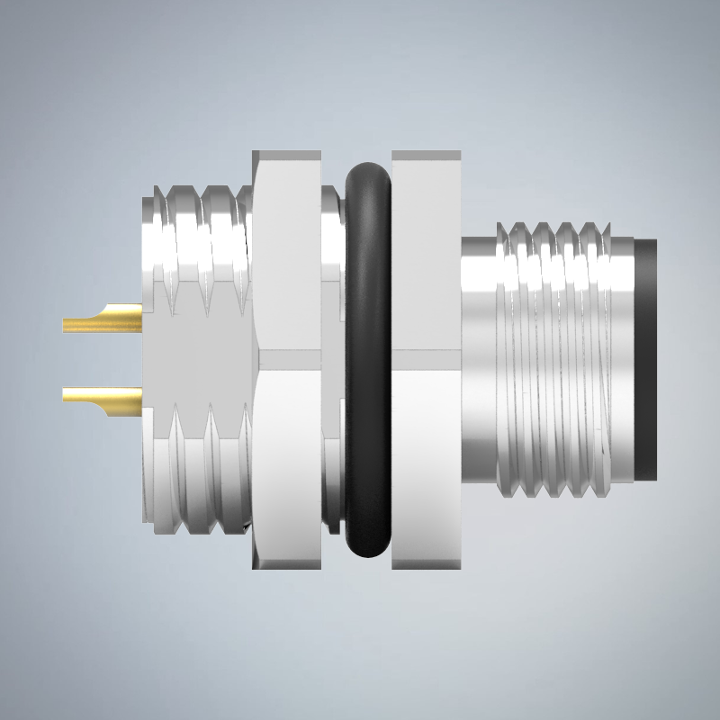 M12-3P(M)A CODE後鎖板焊線式防水連接器(左塞孔)(M16*1.5)_HGM2-M1203P-173-11