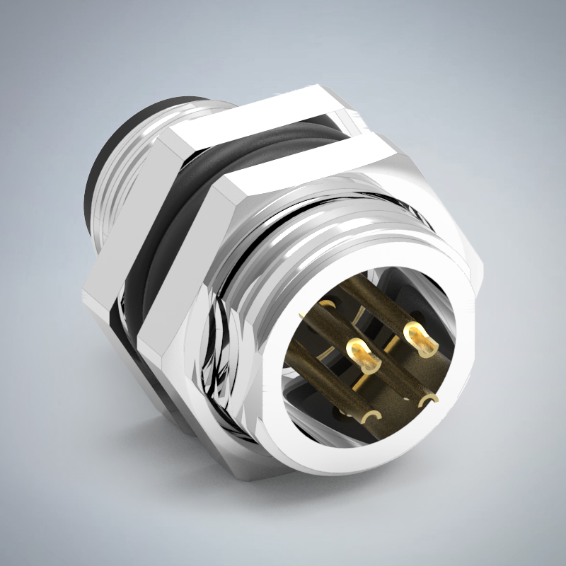 M12-4P(M)A CODE後鎖板焊線式防水連接器(M16*1.5)_HGM2-M1204P-309-11