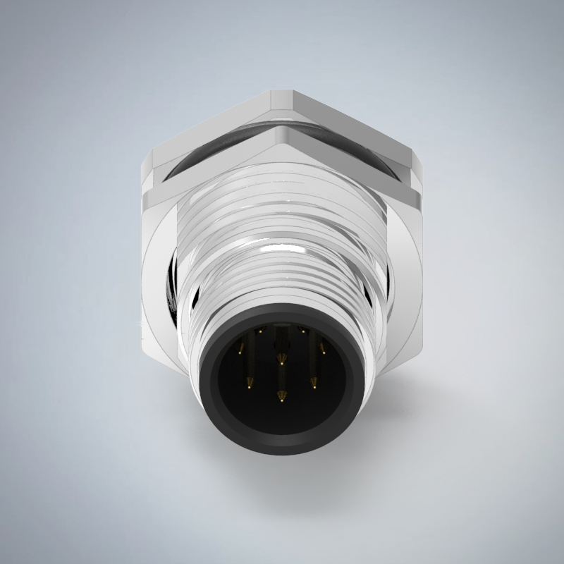 M12-8P(M)A CODE前鎖板插板式防水連接器(帶接地)(PG9)_HGM3-M1208P-12-11