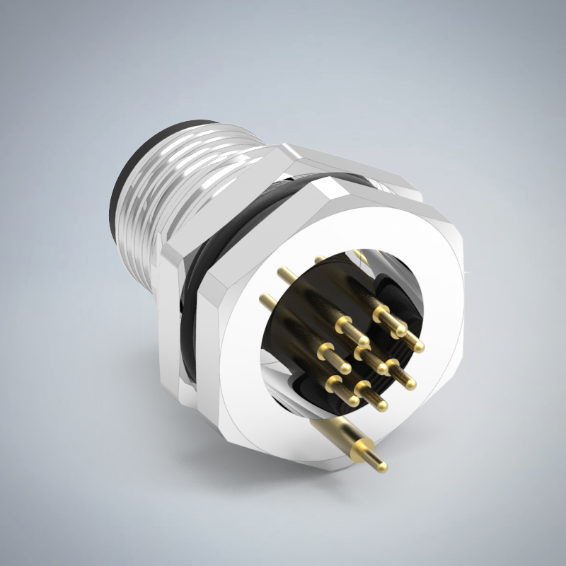 M12-8P(M)A CODE前鎖板插板式防水連接器(帶接地)(PG9)_HGM3-M1208P-12-11