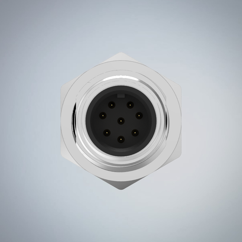 M12-8P(M)A CODE前鎖板插板式防水連接器(帶接地)(PG9)_HGM3-M1208P-12-11