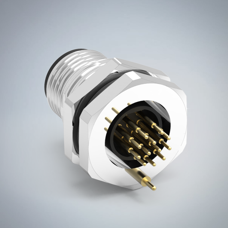 M12-12P(M)A CODE前鎖板插板式防水連接器(帶接地)(PG9)_HGM3-M1212P-09-11