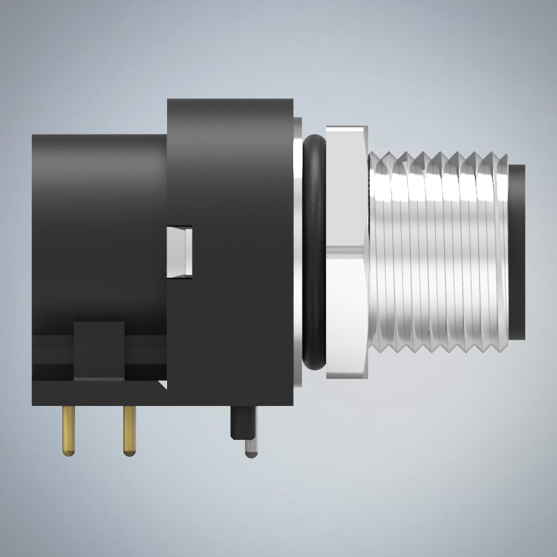 M12-3P(M)A CODE前鎖板90度插板式防水連接器(右塞孔)(M12*1.0)_HGM2-M1203P-47-11