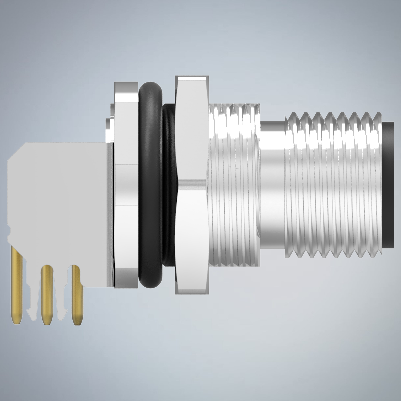 M12-3P(M)A CODE前鎖板90度插板式防水連接器(右塞孔)(PG9)_HGM2-M1203P-55-11