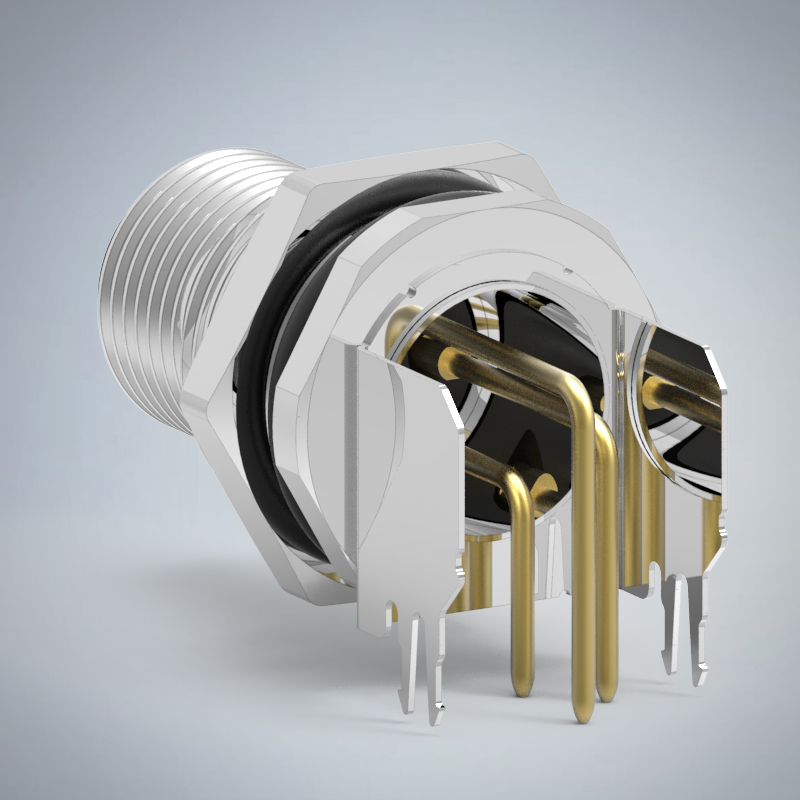 M12-3P(M)A CODE前鎖板90度插板式防水連接器(右塞孔)(PG9)_HGM2-M1203P-55-11