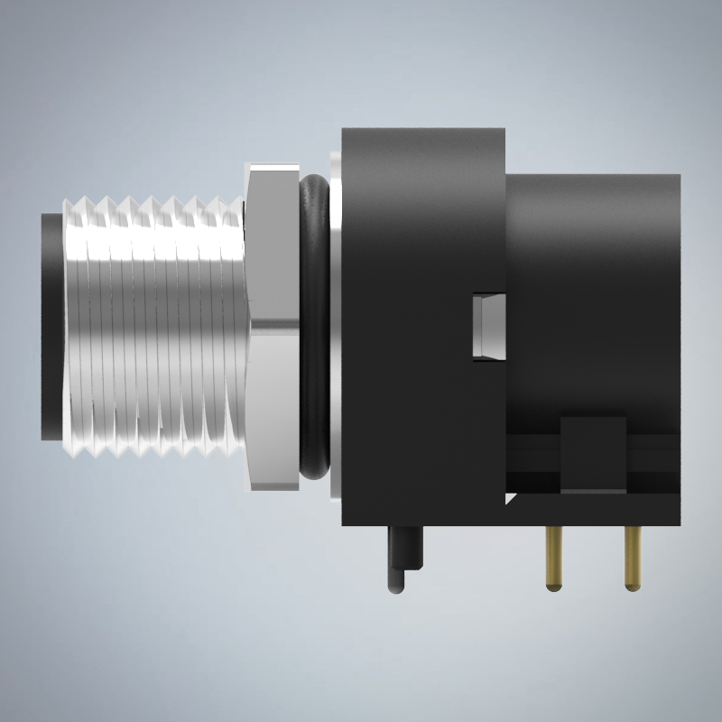 M12-3P(M)A CODE前鎖板90度插板式防水連接器(左塞孔)(M12*1.0)_HGM2-M1203P-48-11