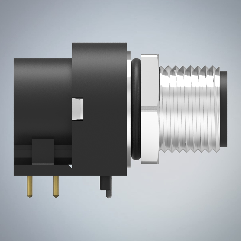 M12-3P(M)A CODE前鎖板90度插板式防水連接器(左塞孔)(M12*1.0)_HGM2-M1203P-48-11
