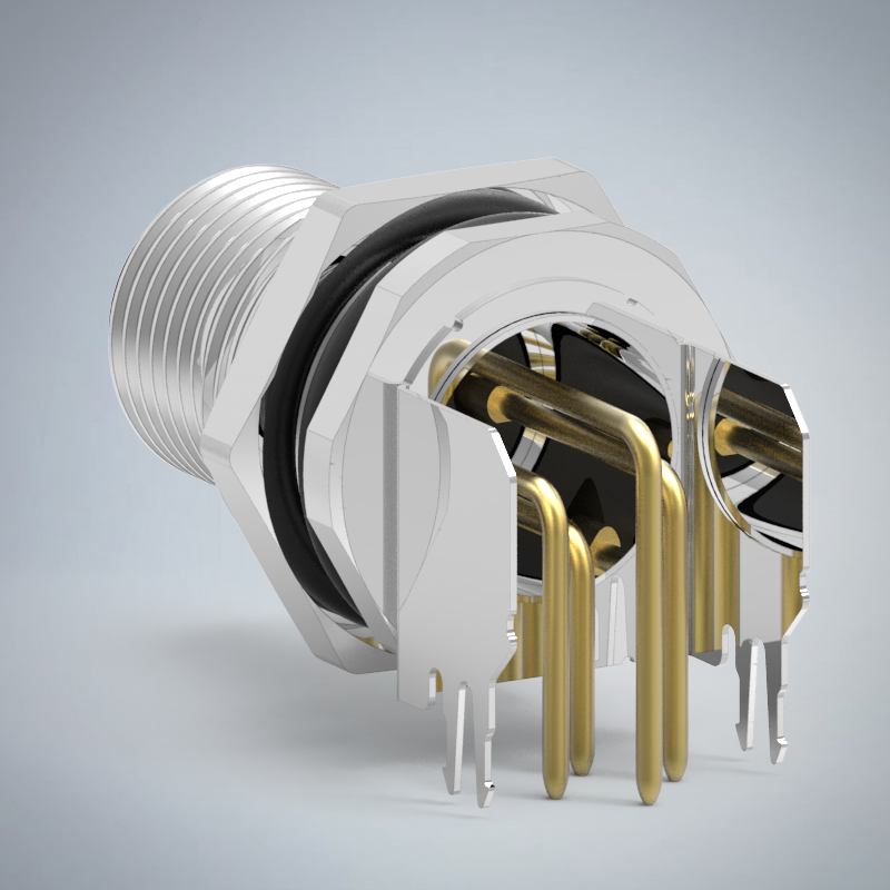 M12-4P(M)A CODE前鎖板90度插板式防水連接器(PG9)_HGM2-M1204P-107-11