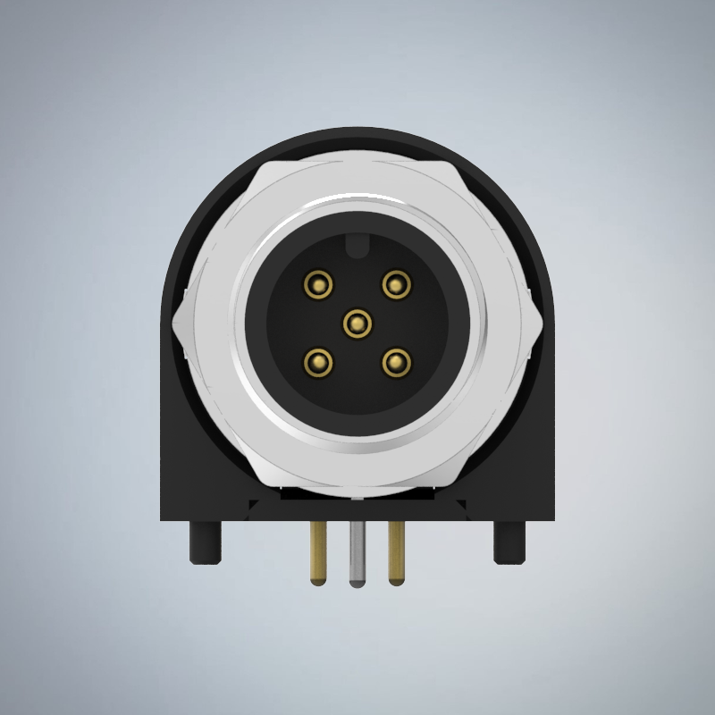 M12-5P(M)A CODE前鎖板90度插板式防水連接器(M12*1.0)_HGM2-M1205P-77-11