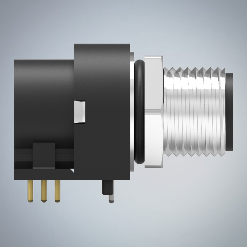 M12-5P(M)A CODE前鎖板90度插板式防水連接器(M12*1.0)_HGM2-M1205P-77-11