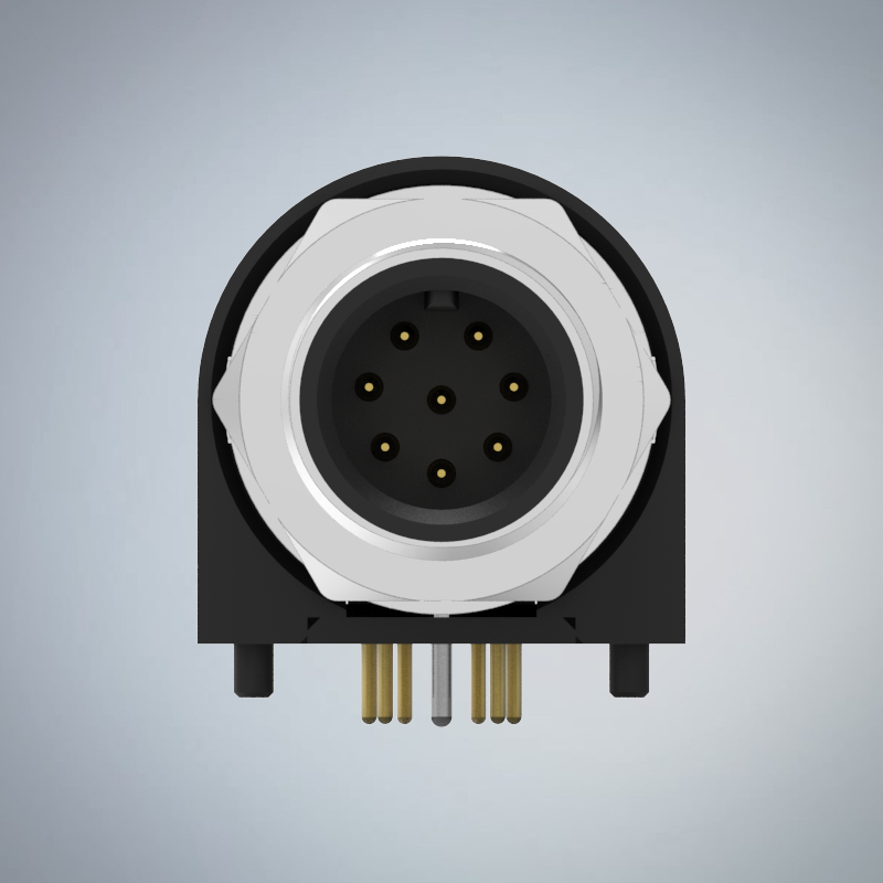 M12-8P(M)A CODE前鎖板90度插板式防水連接器(M12*1.0)_HGM2-M1208P-51-11