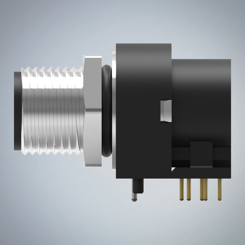 M12-8P(M)A CODE前鎖板90度插板式防水連接器(M12*1.0)_HGM2-M1208P-51-11
