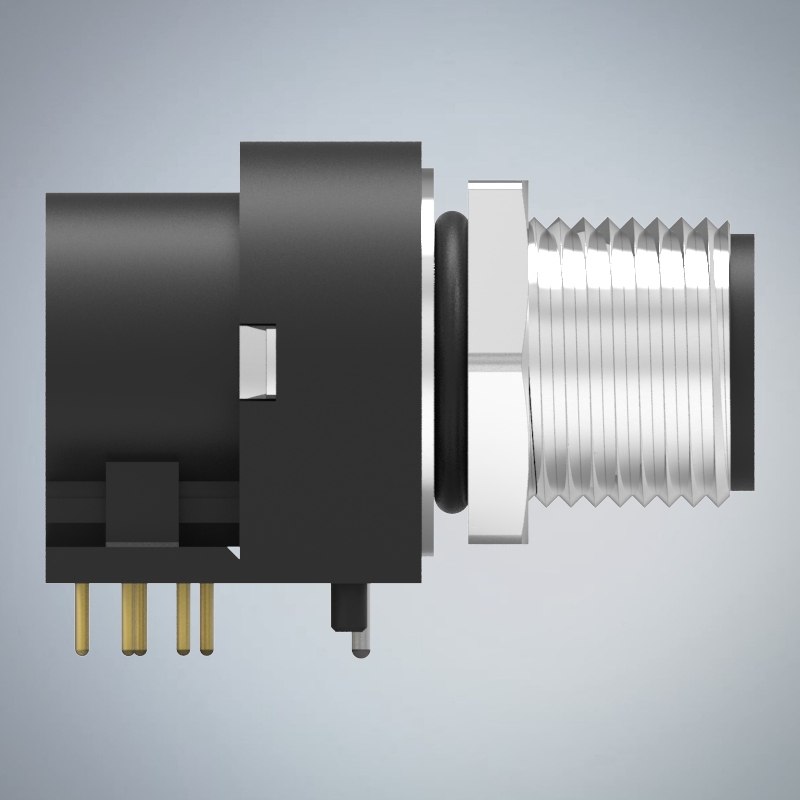 M12-8P(M)A CODE前鎖板90度插板式防水連接器(M12*1.0)_HGM2-M1208P-51-11