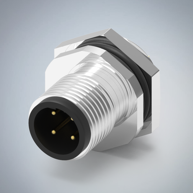 M12-4P(M)B CODE後鎖板焊線式防水連接器(PG9)_HGM2-M1204P-196-11