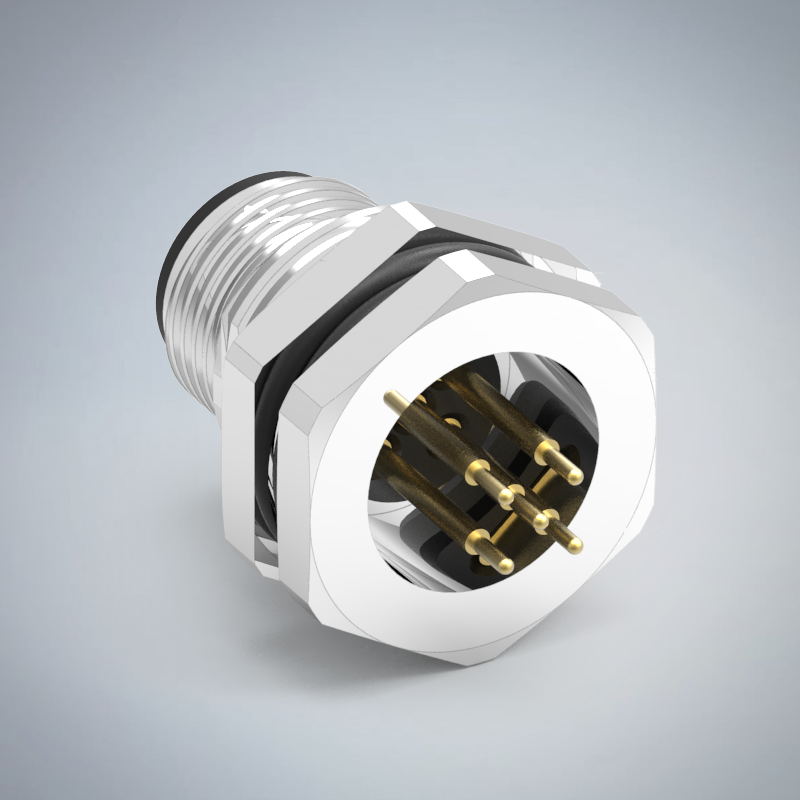 M12-5P(M)B CODE前鎖板插板式防水連接器(M16*1.5)_HGM3-M1205P-30-11