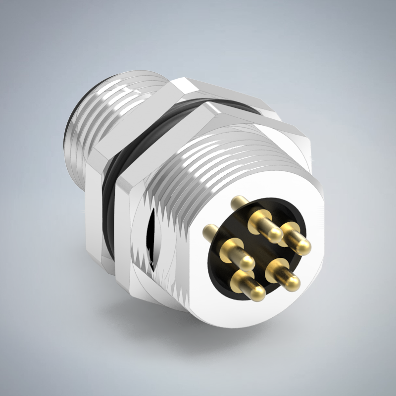 M12-5P(M)L CODE後鎖板插板式防水連接器(PG9)_HGM3-M1205P-09-11
