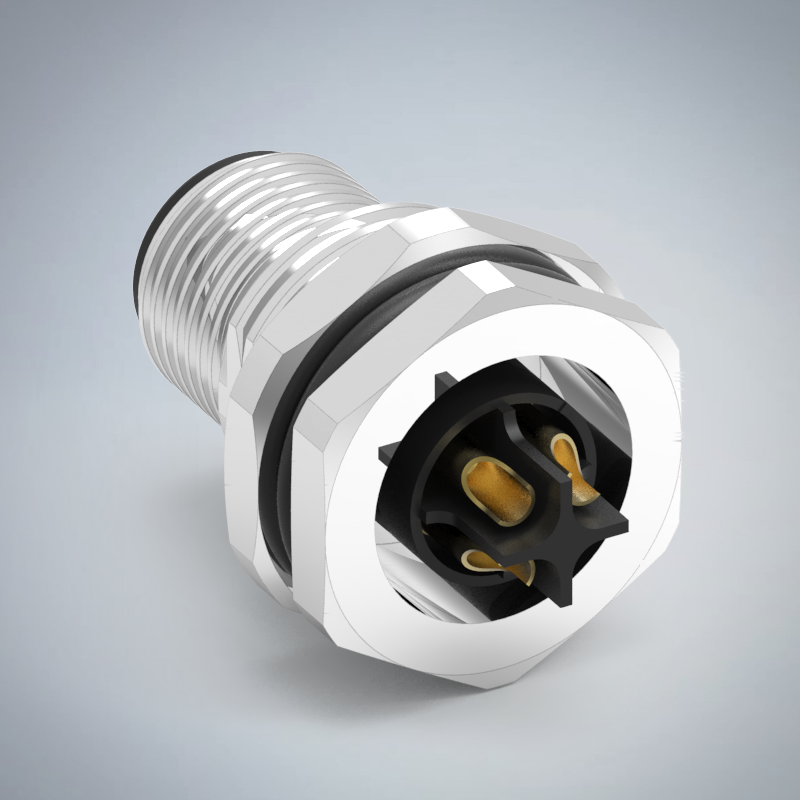 M12-4P(M)S CODE前鎖板焊線式防水連接器(M16*1.5)_HGM2-M1204P-203-11