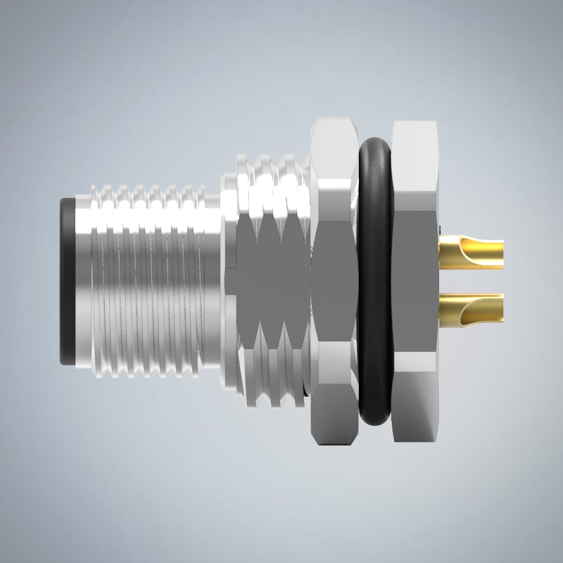 M12-4P(M)T CODE前鎖板焊線式防水連接器(M16*1.5)_HGM2-M1204P-204-11