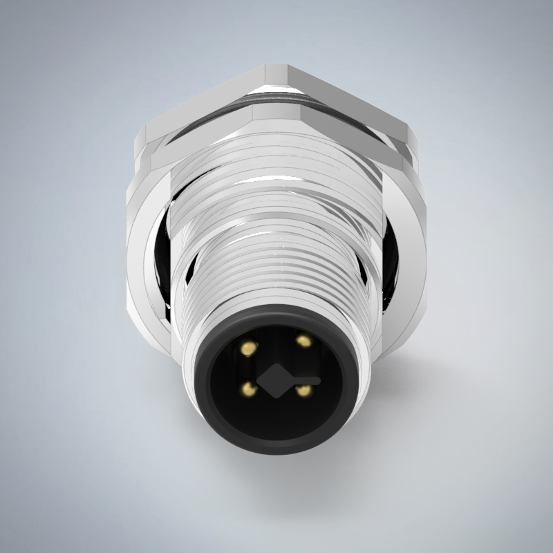 M12-4P(M)T CODE前鎖板焊線式防水連接器(M16*1.5)_HGM2-M1204P-204-11