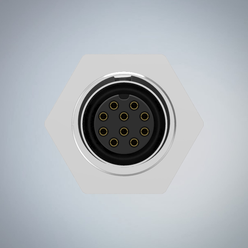 M12-10P(F)A CODE後鎖板焊線式防水連接器(M16*1.5)