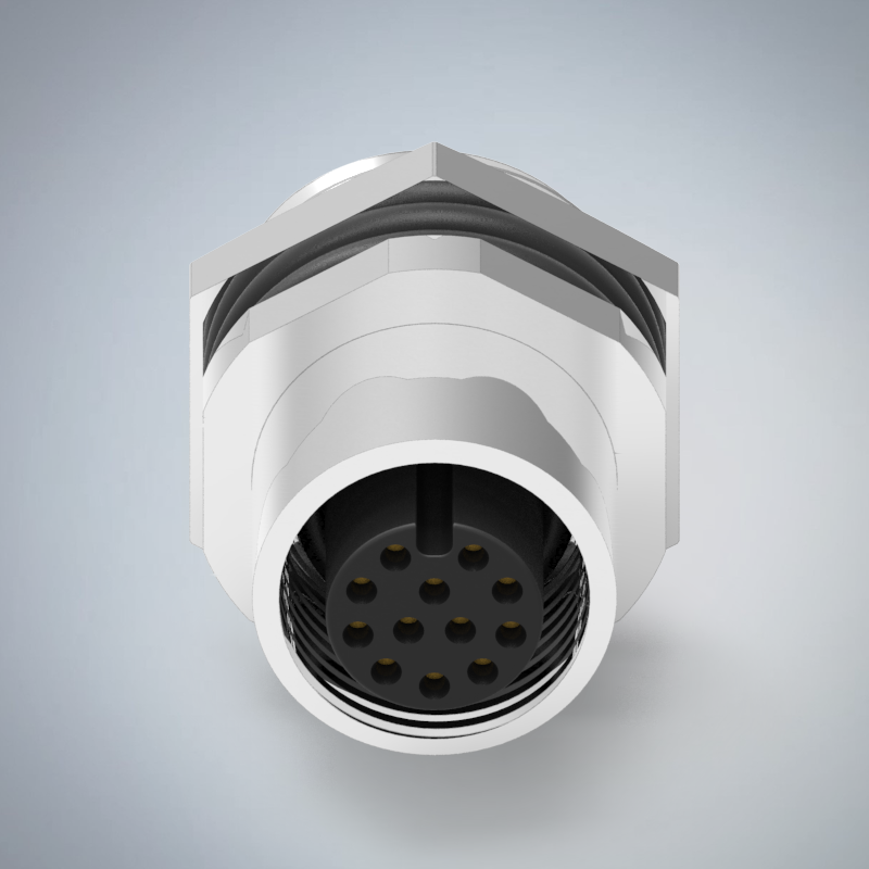 M12-12P(F)A CODE後鎖板焊線式防水連接器(M16*1.5)_HGF2-M1212P-33-11