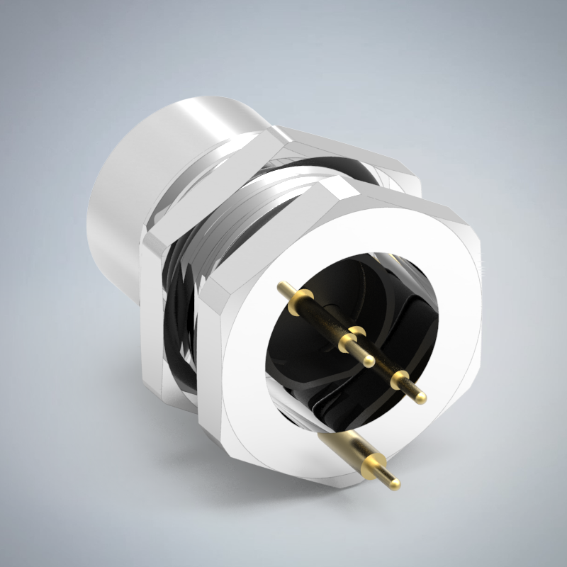M12-2P(F)A CODE前鎖插板式防水連接器(右上左上)(帶接地)(PG9)_HGF3-M1202P-06-11
