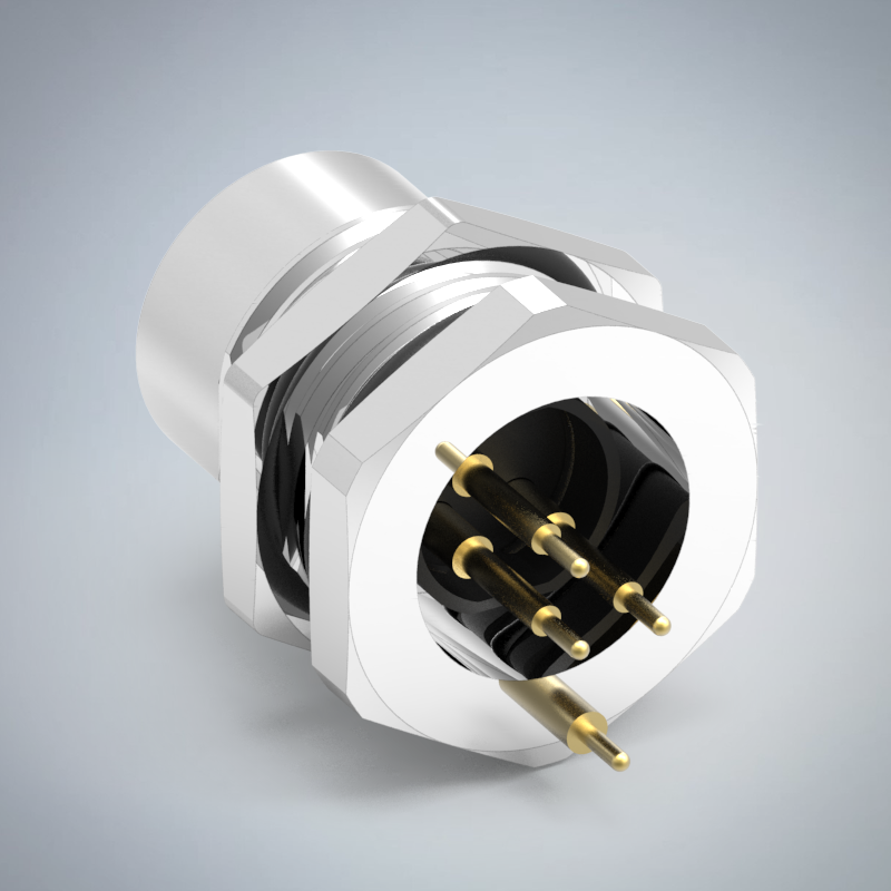 M12-3P(F)A CODE前鎖插板式防水連接器(左塞孔)(帶接地)(PG9)_HGF3-M1203P-05-11