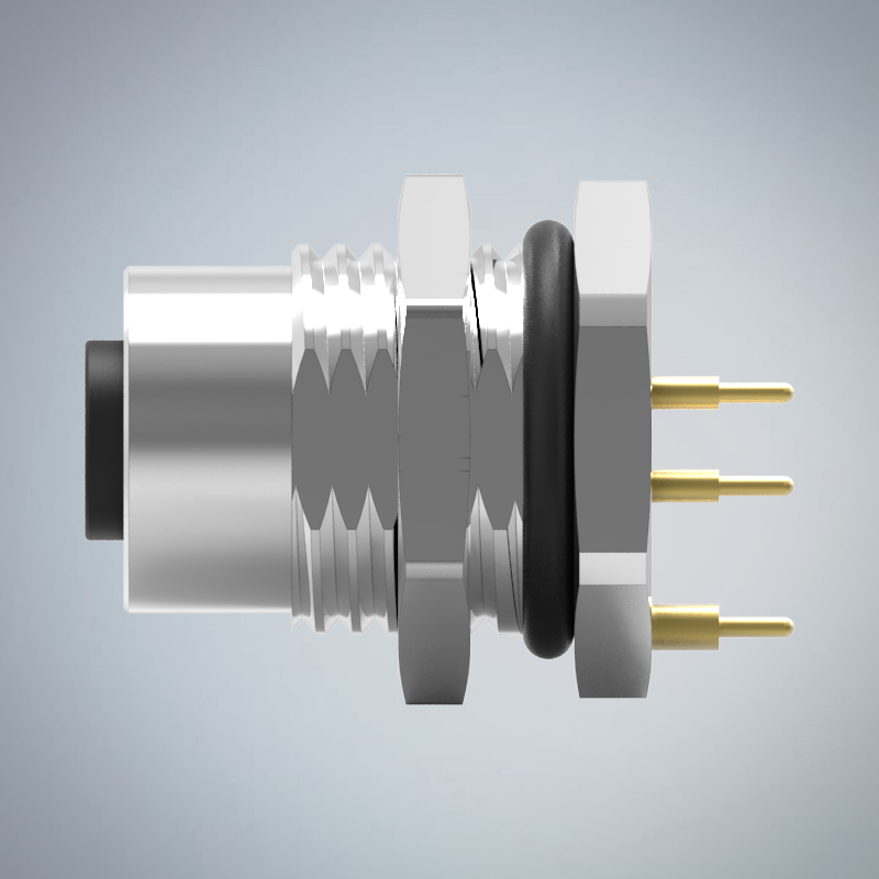 M12-3P(F)A CODE前鎖插板式防水連接器(左塞孔)(帶接地)(PG9)_HGF3-M1203P-05-11