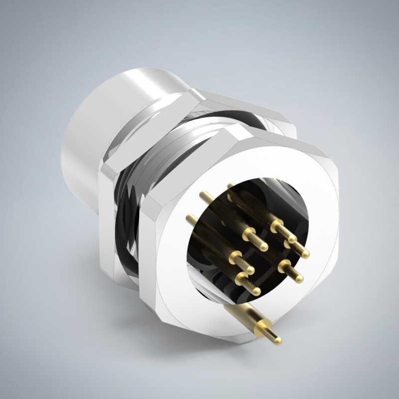 M12-6P(F)A CODE前鎖插板式防水連接器(下塞孔)(帶接地)(PG9)_HGF3-M1206P-07-11