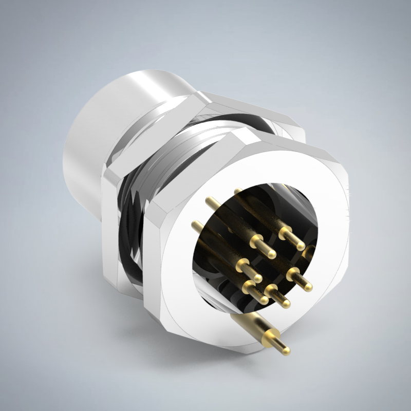 M12-6P(F)A CODE前鎖插板式防水連接器(下塞孔)(帶接地)(PG9)_HGF3-M1206P-06-11