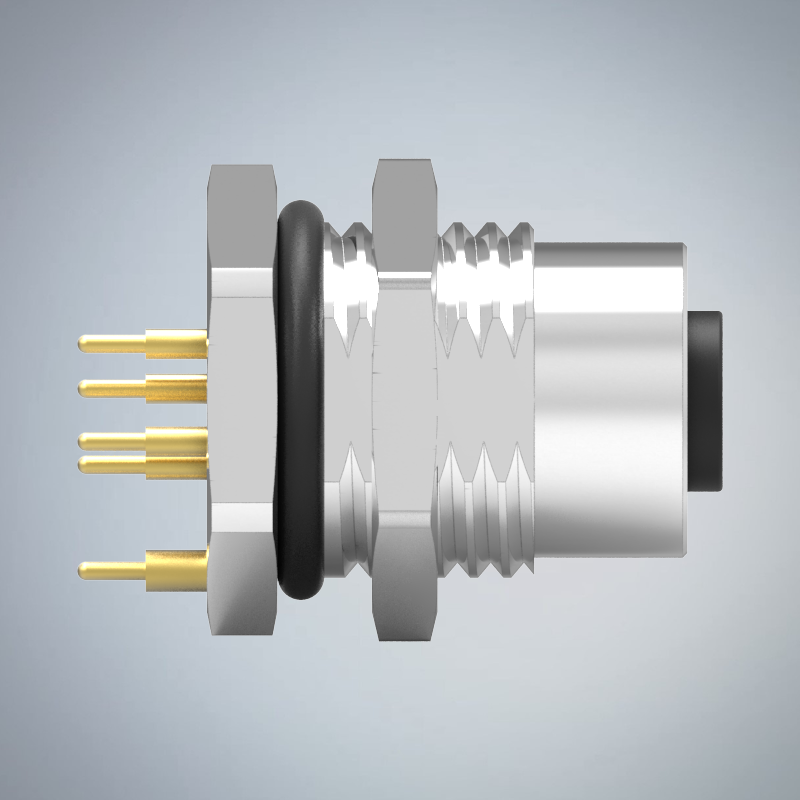 M12-6P(F)A CODE前鎖插板式防水連接器(下塞孔)(帶接地)(PG9)_HGF3-M1206P-06-11