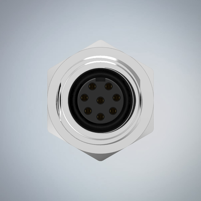 M12-8P(F)A CODE前鎖插板式防水連接器(帶接地)(PG9)_HGF2-M1208P-57-11