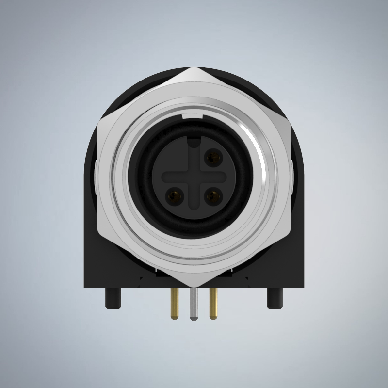 M12-3P(F)A CODE前鎖板90度插板式防水連接器(左塞孔)(M15*1.0)_HGF2-M1203P-52-11