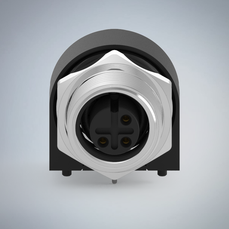 M12-3P(F)A CODE前鎖板90度插板式防水連接器(左塞孔)(M15*1.0)_HGF2-M1203P-52-11