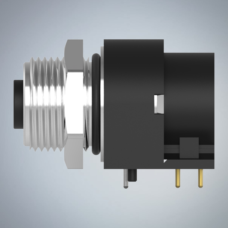M12-3P(F)A CODE前鎖板90度插板式防水連接器(左塞孔)(M15*1.0)_HGF2-M1203P-52-11