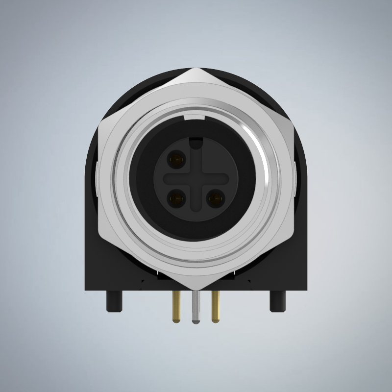 M12-3P(F)A CODE前鎖板90度插板式防水連接器(右塞孔)(M15*1.0)_HGF2-M1203P-57-11