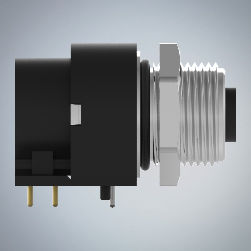 M12-4P(F)A CODE前鎖板90度插板式防水連接器(M15*1.0)_HGF2-M1204P-04-11