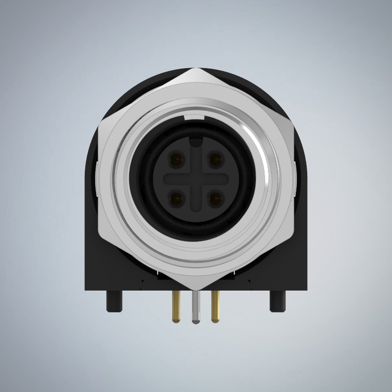 M12-4P(F)A CODE前鎖板90度插板式防水連接器(M15*1.0)_HGF2-M1204P-04-11