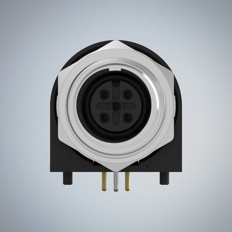 M12-5P(F)A CODE前鎖板90度插板式防水連接器(M15*1.0)_HGF2-M1205P-01-11