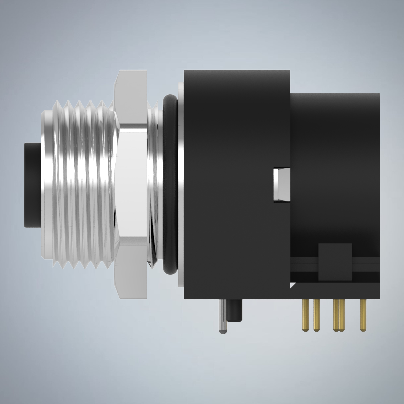 M12-8P(F)A CODE前鎖板90度插板式防水連接器(M15*1.0)_HGF2-M1208P-74-11