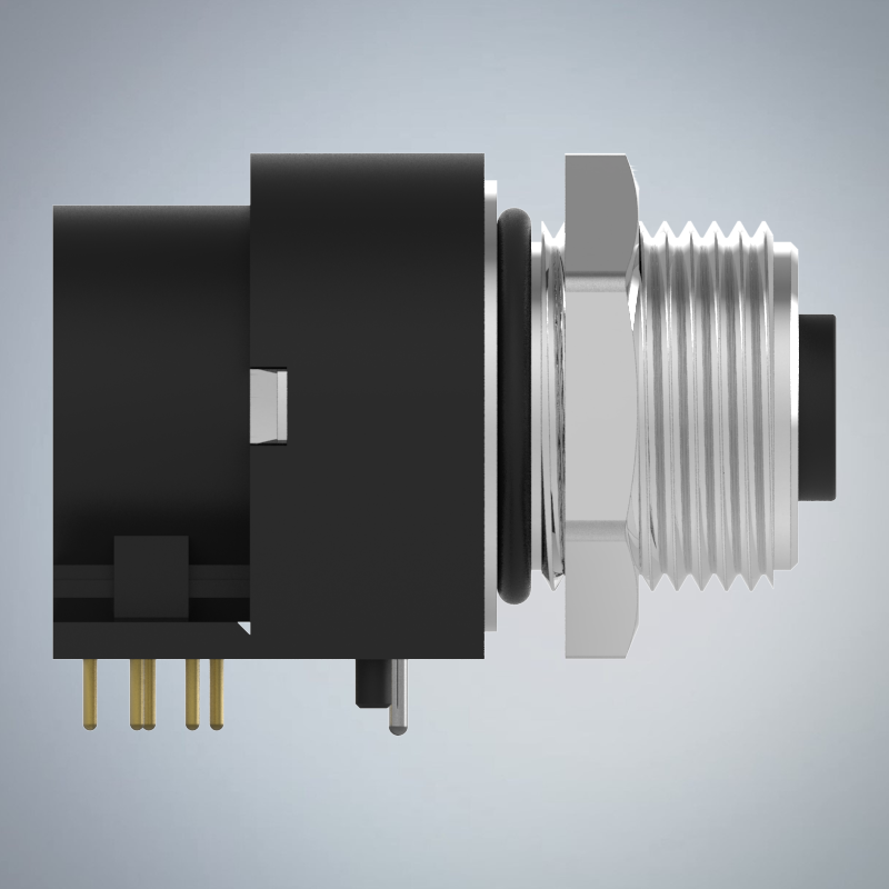 M12-8P(F)A CODE前鎖板90度插板式防水連接器(M15*1.0)_HGF2-M1208P-74-11