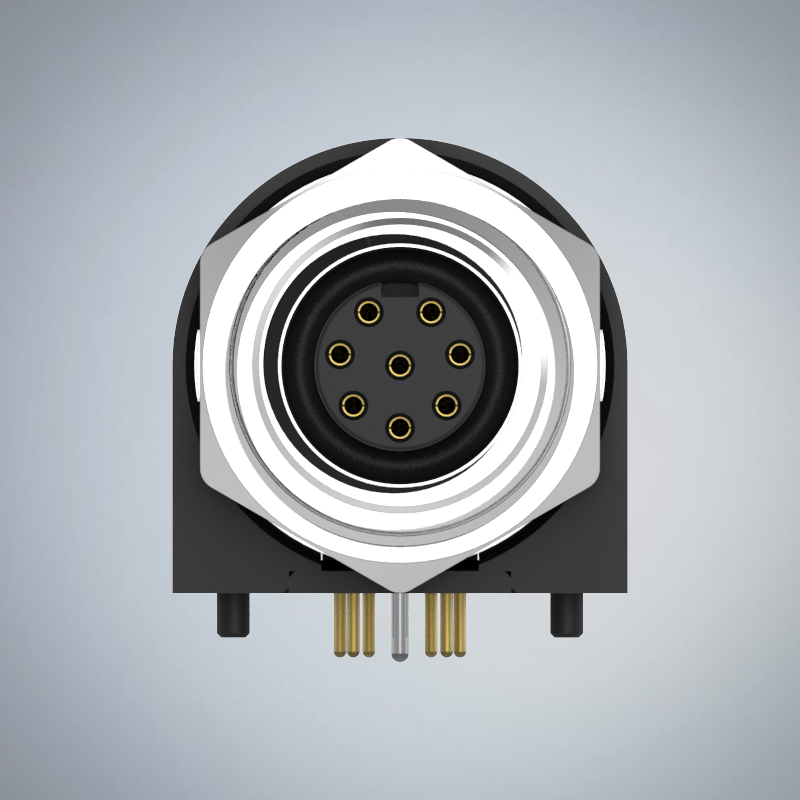 M12-8P(F)A CODE前鎖板90度插板式防水連接器(M15*1.0)_HGF2-M1208P-74-11