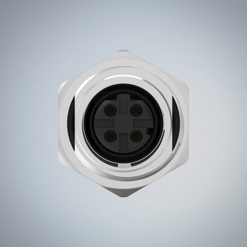 M12-4P(F)D CODE前鎖板焊線式防水連接器(M16*1.5)_HGF2-M1204P-292-11