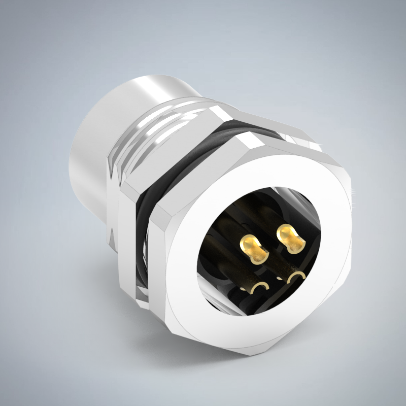 M12-4P(F)D CODE前鎖板焊線式防水連接器(M16*1.5)_HGF2-M1204P-292-11