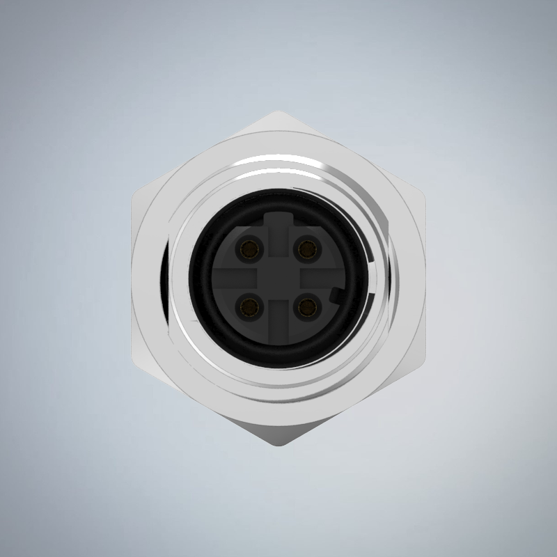 M12-4P(F)D CODE前鎖板焊線式防水連接器(帶接地)(PG9)_HGF2-M1204P-122-11