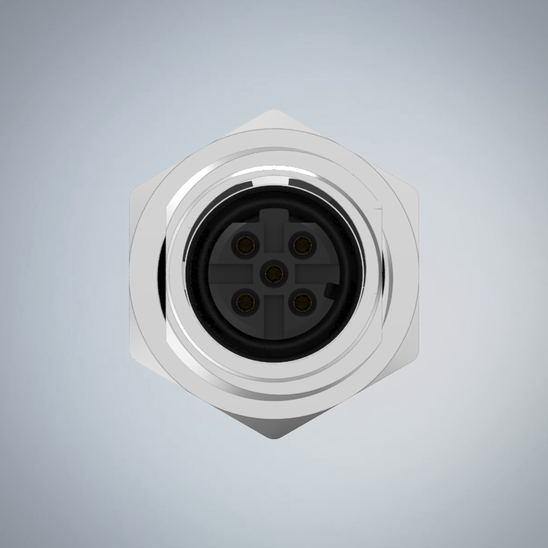 M12-5P(F)D CODE前鎖板焊線式防水連接器(PG9)_HGF2-M1205P-270-11