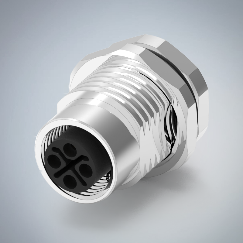 M12-4P(F)S CODE前鎖板焊線式防水連接器(M16*1.5)_HGF2-M1204P-251-11