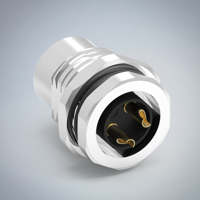 M12-2P(F)T CODE前鎖板焊線式防水連接器(M16*1.5)_HGF2-M1202P-81-11