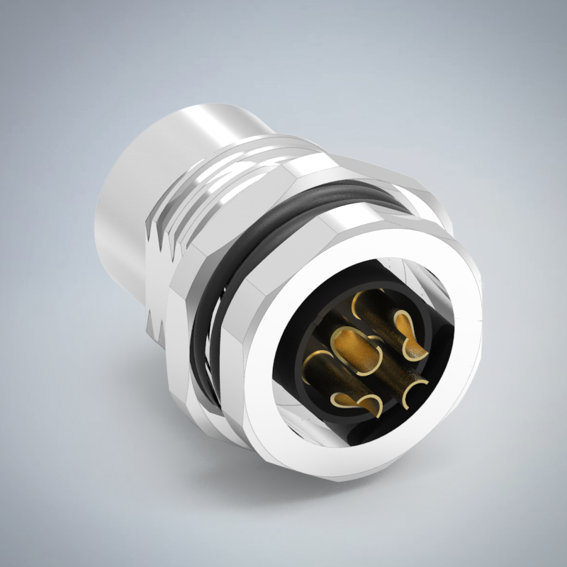 M12-4P(F)T CODE前鎖板焊線式防水連接器(M16*1.5)_HGF2-M1204P-253-11