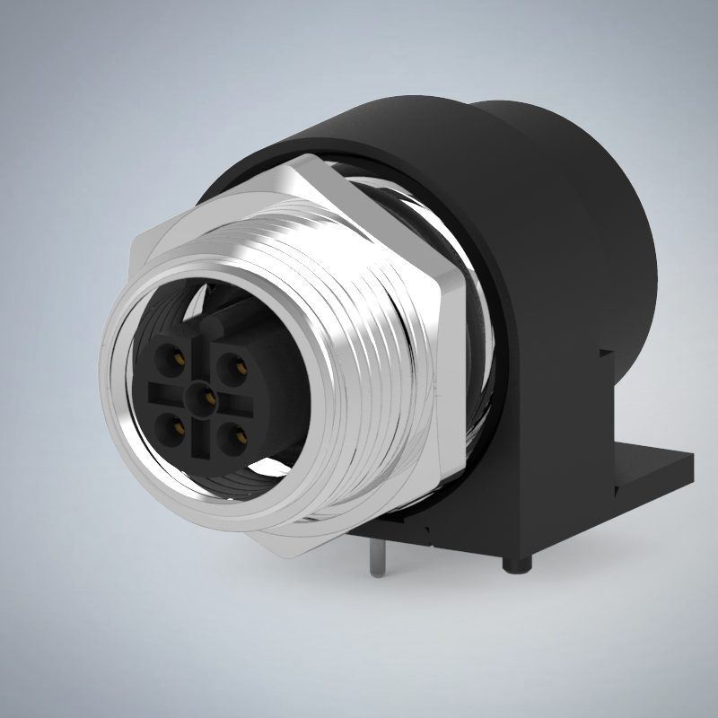 M12-5P(F)B CODE前鎖板90度插板式防水連接器(M15*1.0)_HGF3-M1205P-27-11